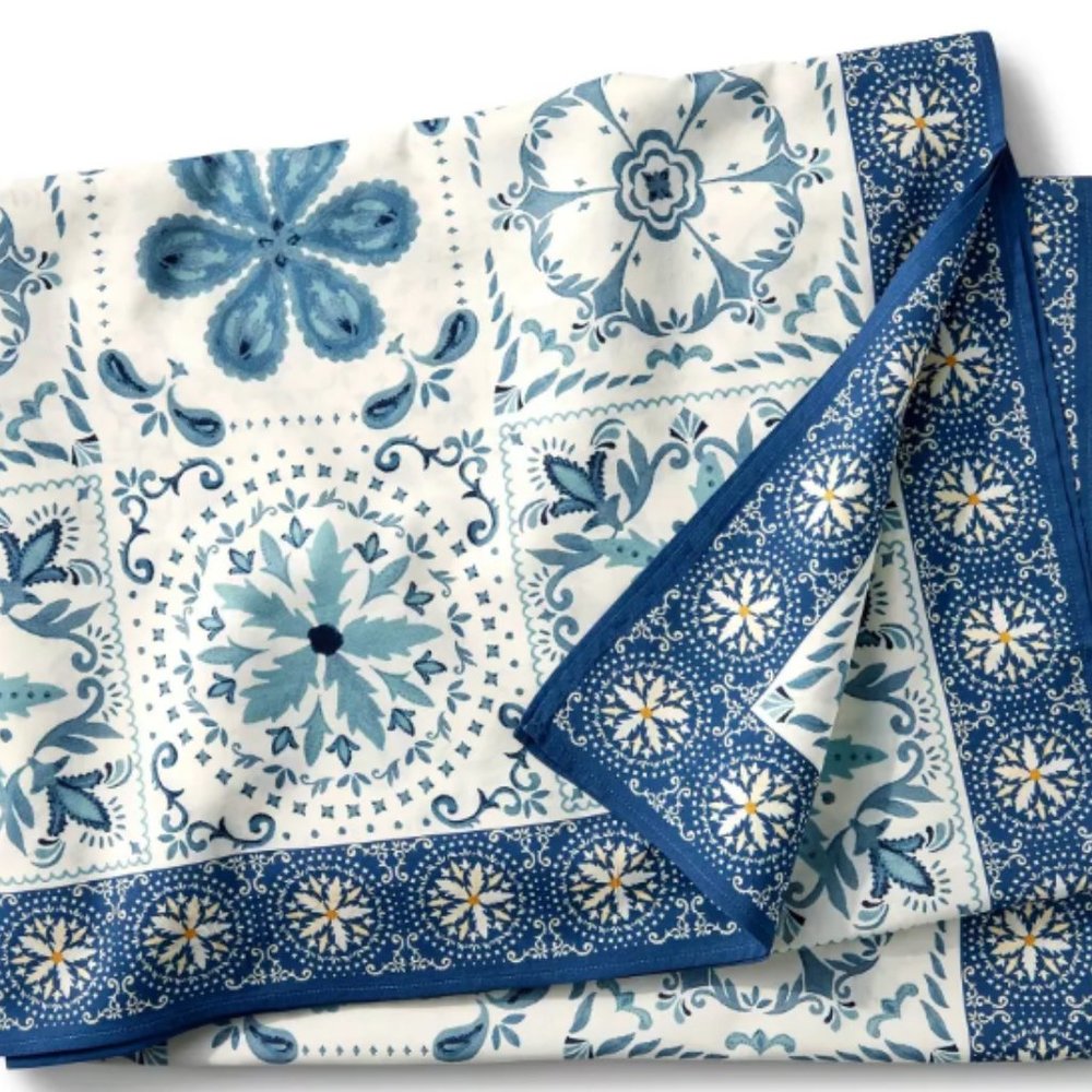 Agua Bendita x Target Cream/Blue/Navy Coral Tile Print Pareo, One Size